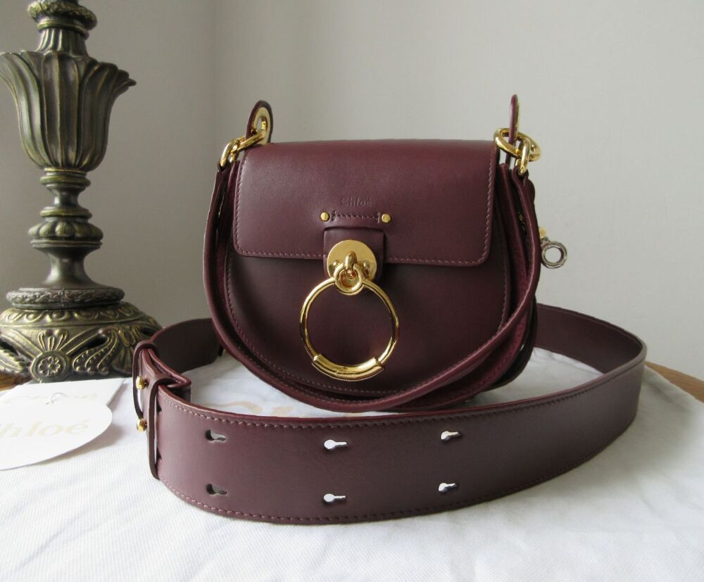 Chlo&eacute; Tess Small Saddle Bag in Burnt Brown Calfskin &amp; Suede