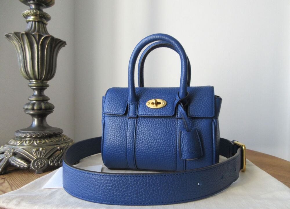 Mulberry Icon Mini Bayswater in Pigment Blue Heavy Grain Leather