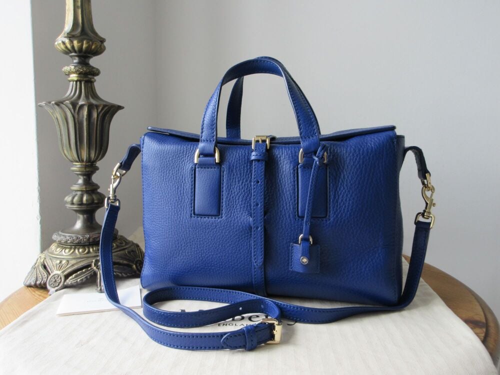 Mulberry Small Roxette in Neon Blue Calfskin with Shiny Gold Hardware