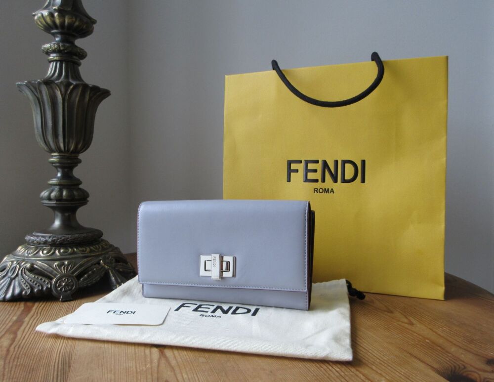 Fendi Peekaboo Bifold Continental Wallet Purse in Bicolour Dove & Midnight Calfskin Nappa