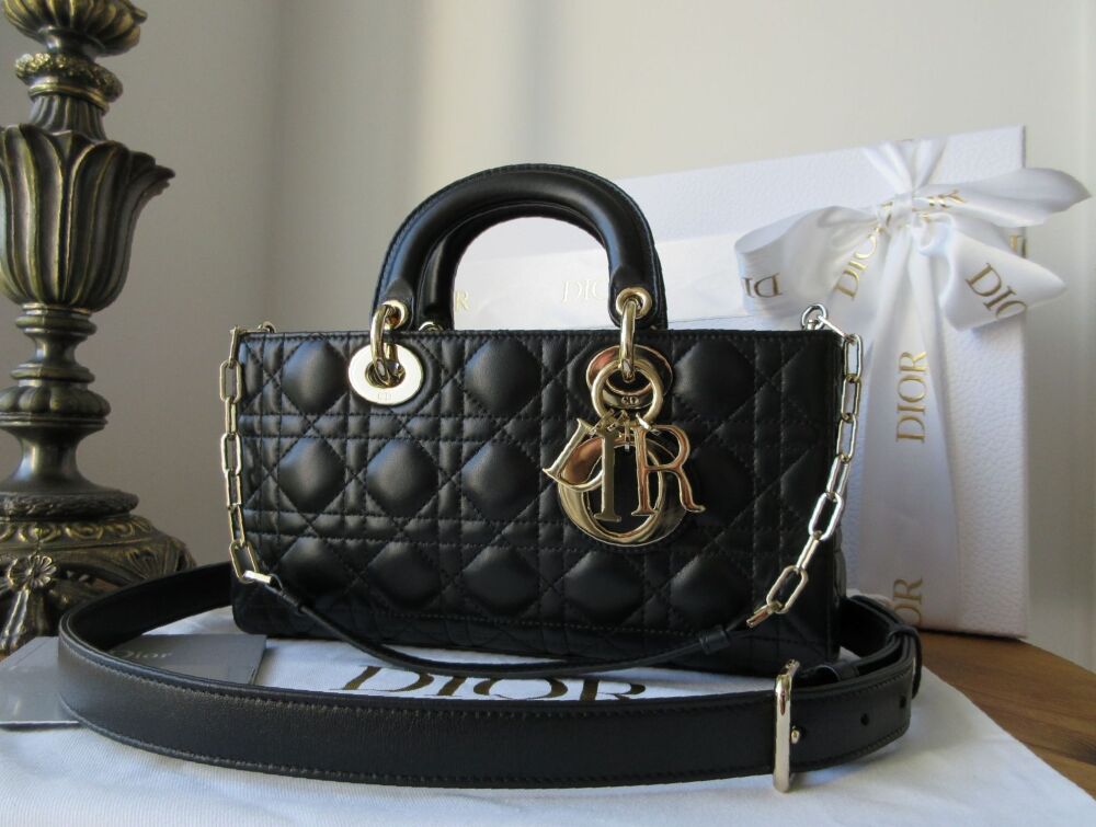 Dior Medium Lady D-Joy in Black Lambskin with Shiny Gold Hardware - SOLD