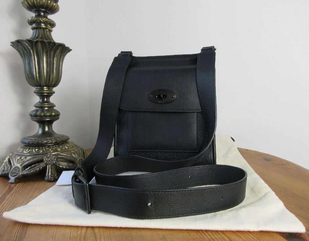 Mulberry So Black Small Antony in Eco Scotchgrain & Smooth Calf Leather - SOLD