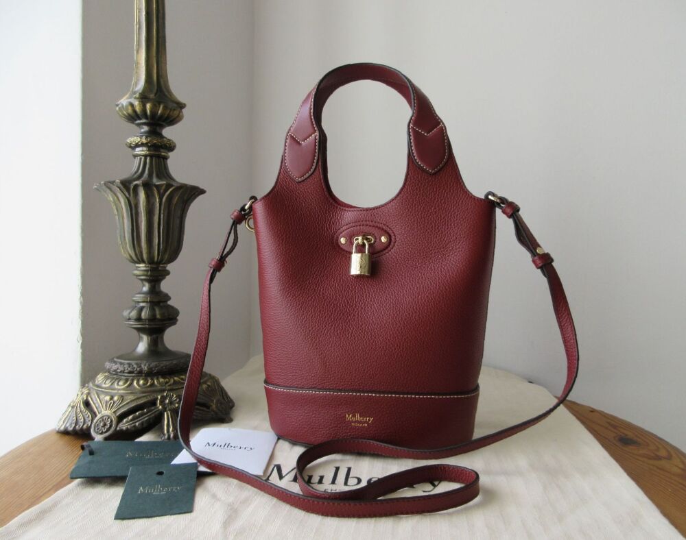 Mulberry Small Lily Tote in Crimson Small Classic Grain and Silky Calf - Ne