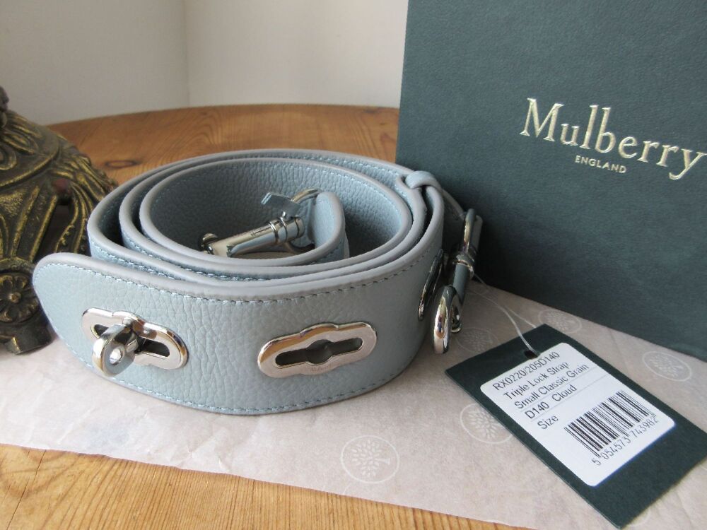 Mulberry Bryn Triple Postmans Lock Shoulder Strap in Cloud Blue New