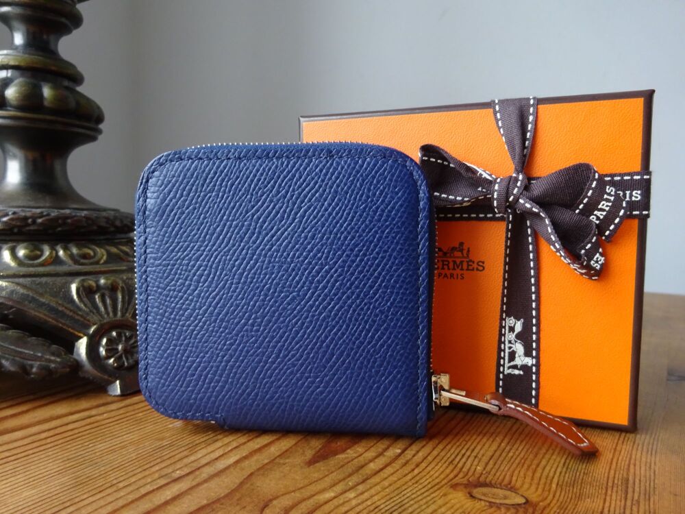 Hermés Silk'in Azap Zip Around Change Coin Purse in Blue Sapphire Epsom & T