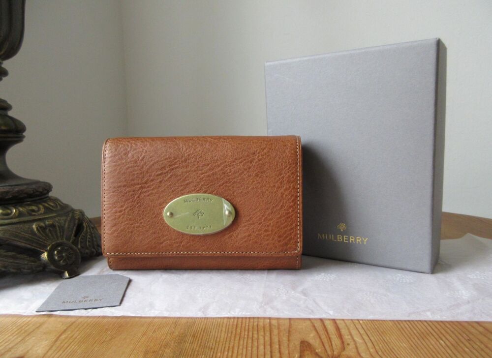 Mulberry Plaque French Wallet Purse in Oak Natural Vegetable Tanned Leather