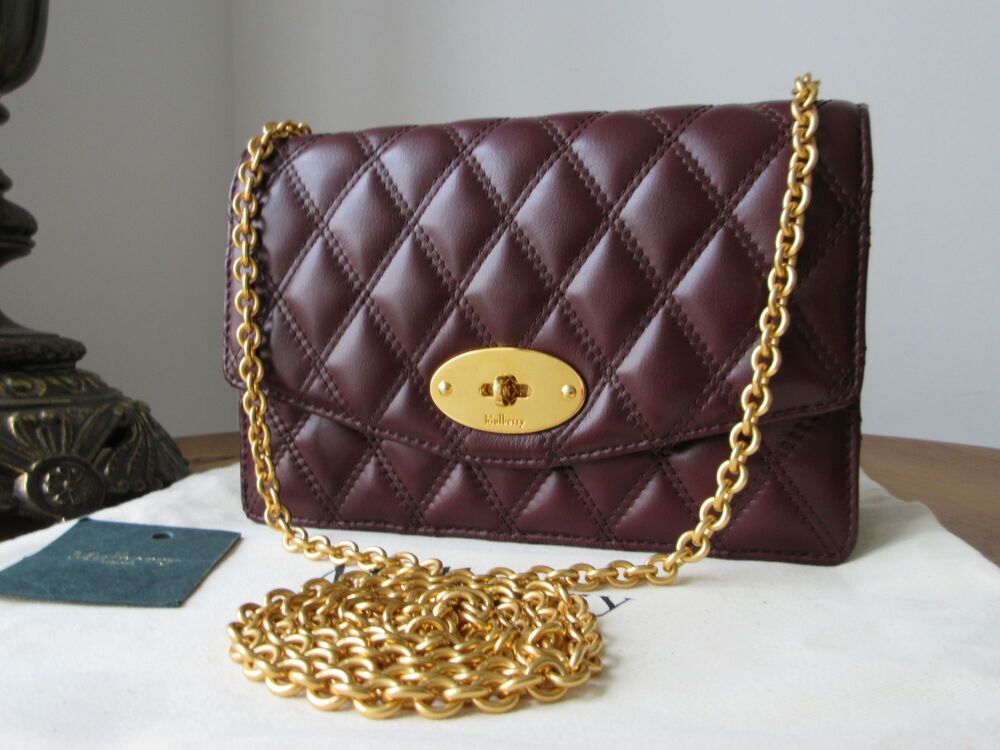 Mulberry Quilted Darley Shoulder Clutch in Burgundy Smooth Calf Leather