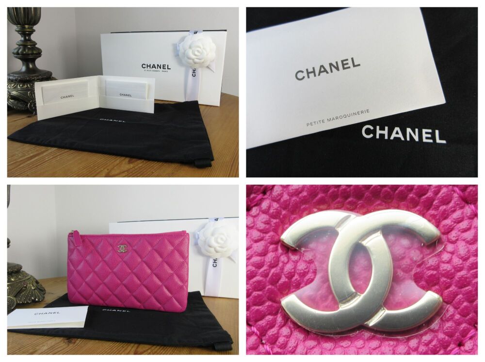 Chanel Small O Case in Hot Pink Caviar with Champagne Gold Hardware - New