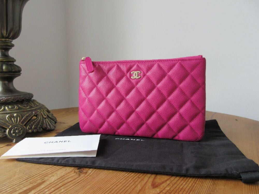 Chanel Small O Case in Hot Pink Caviar with Champagne Gold Hardware - New