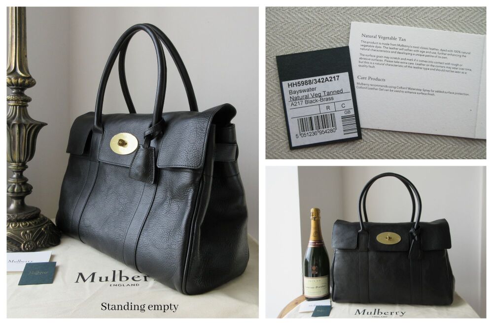 Mulberry Classic Heritage Bayswater in Black Natural Vegetable Tanned Leather - As New