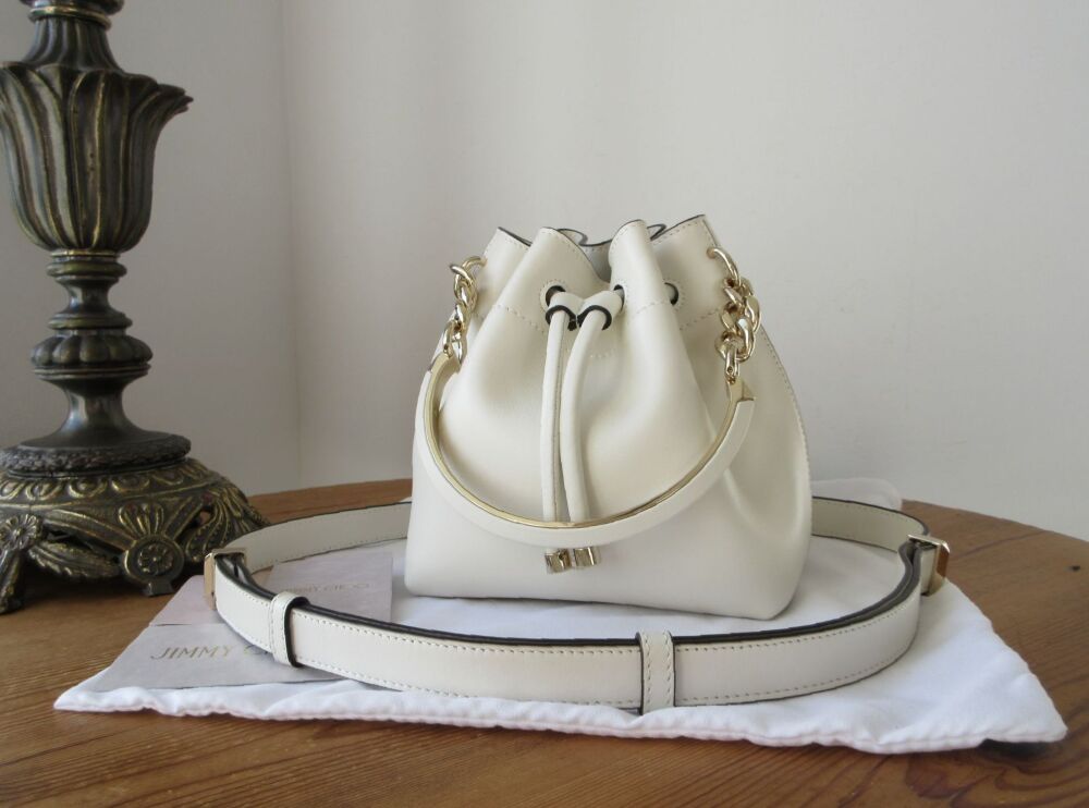 Jimmy Choo Bon Bon Mini Bucket  Bag in Latte Smooth Calfskin - New*