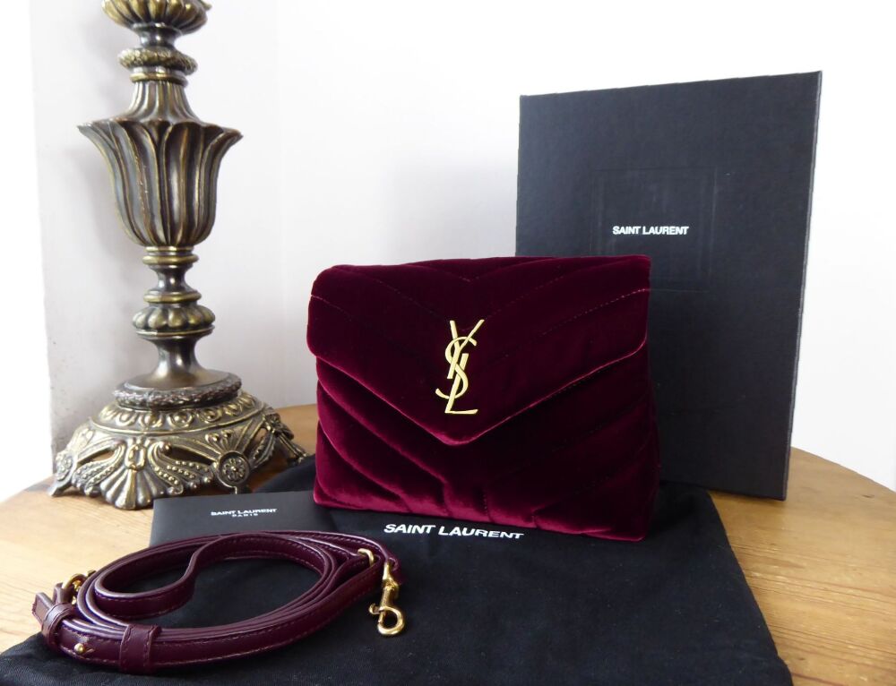 Saint Laurent YSL Monogram Toy Loulou in French Burgundy Quilted Velvet SOLD