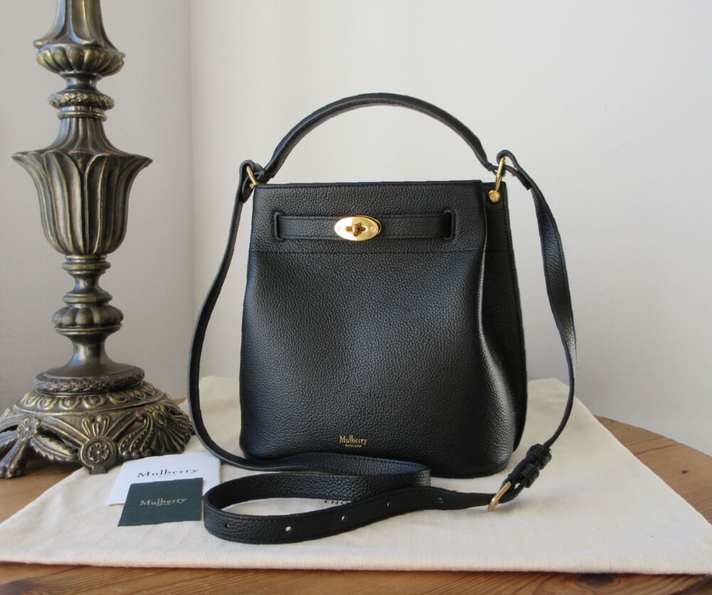 Mulberry Islington Bucket Bag in Black Small Classic Grain As New