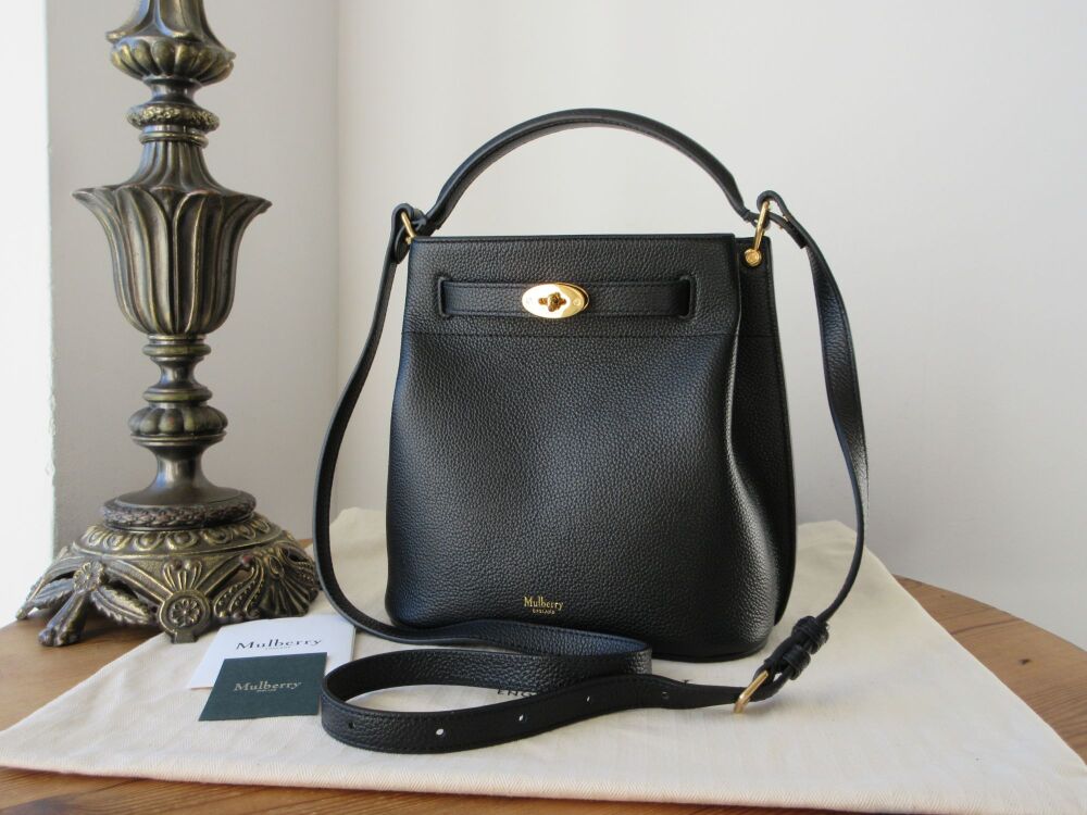 Mulberry Islington Bucket Bag in Black Small Classic Grain - As New*