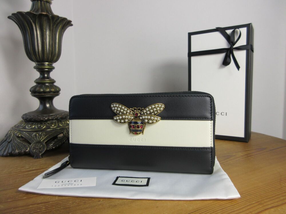 Gucci Margaret Queen Bee Continental Zip Around Wallet Purse New