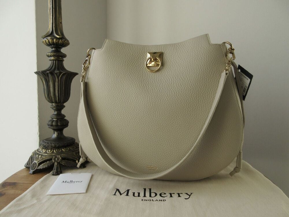 Mulberry Iris Hobo in Chalk Heavy Grain Leather New