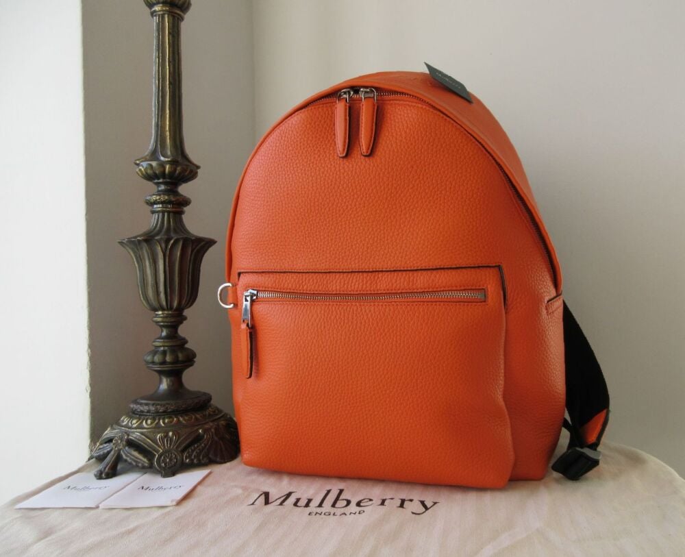 Mulberry Urban Zipped Backpack in Mandarin Orange Heavy Grain New