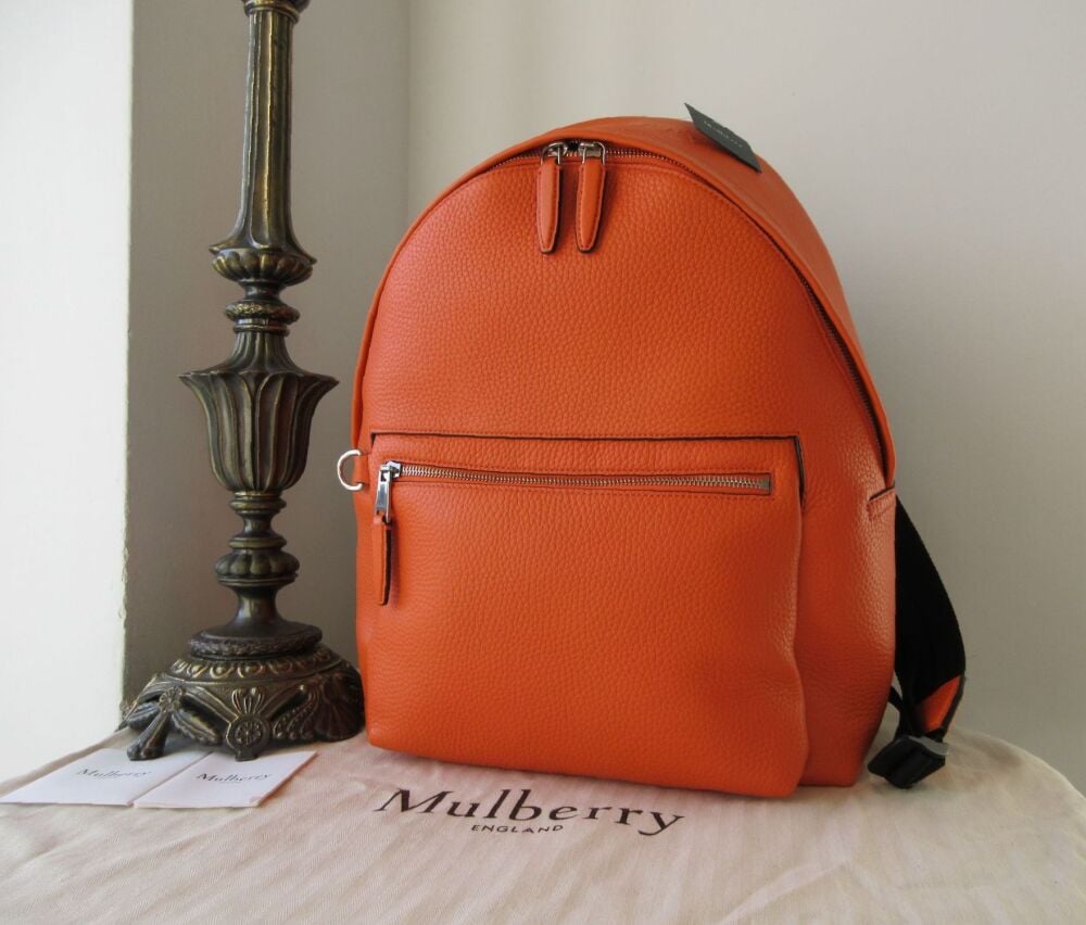 Mulberry Urban Zipped Backpack in Mandarin Orange Heavy Grain - New*