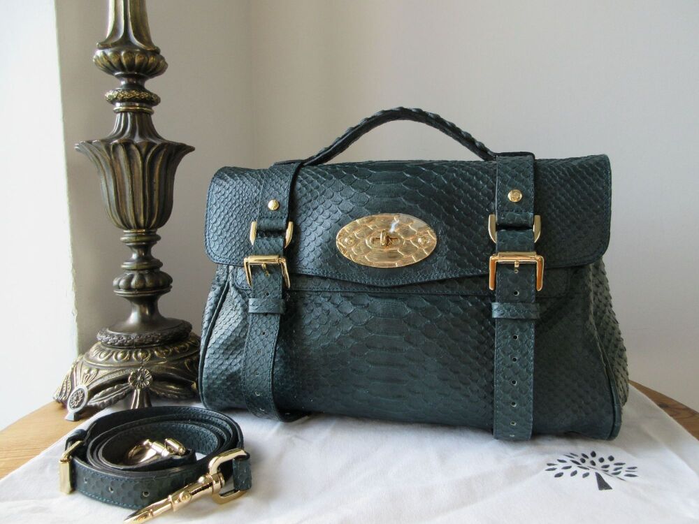 Mulberry Classic Alexa Satchel in Petrol Silky Snake