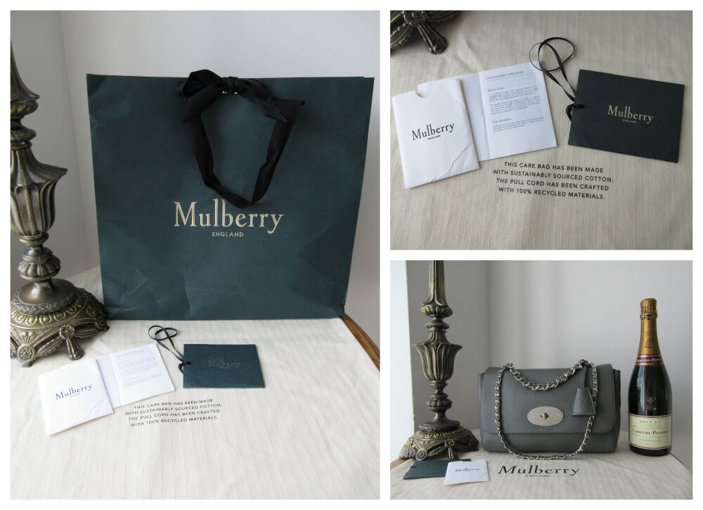 Mulberry Top Handle Medium Lily in Charcoal Heavy Grain with Shiny Silver Hardware - New*