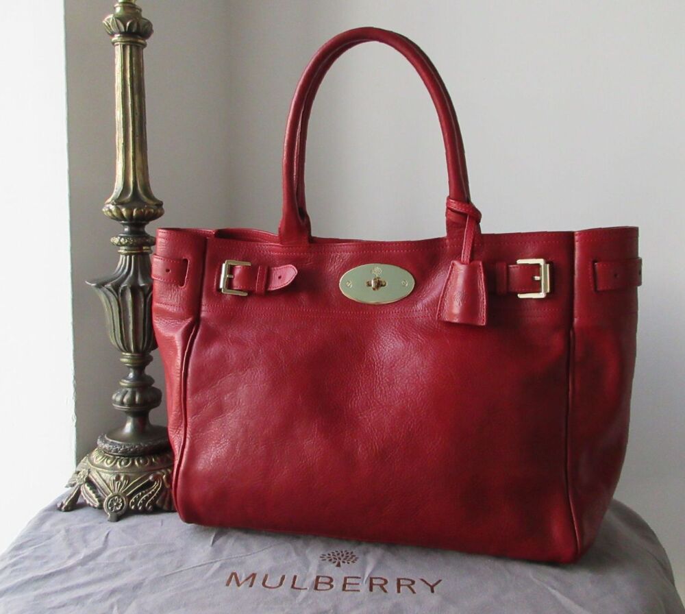 Mulberry Classic Bayswater Tote in Poppy Red Natural Vegetable Tanner Leath