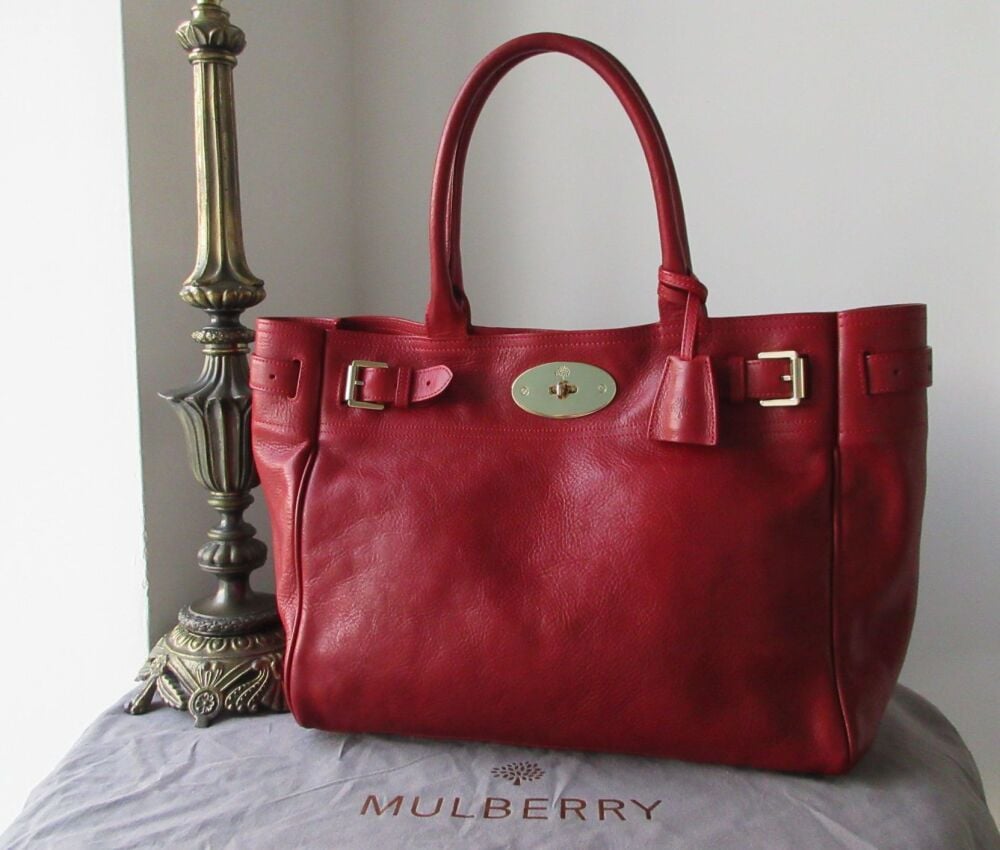 Mulberry Classic Bayswater Tote in Poppy Red Natural Vegetable Tanned Leather