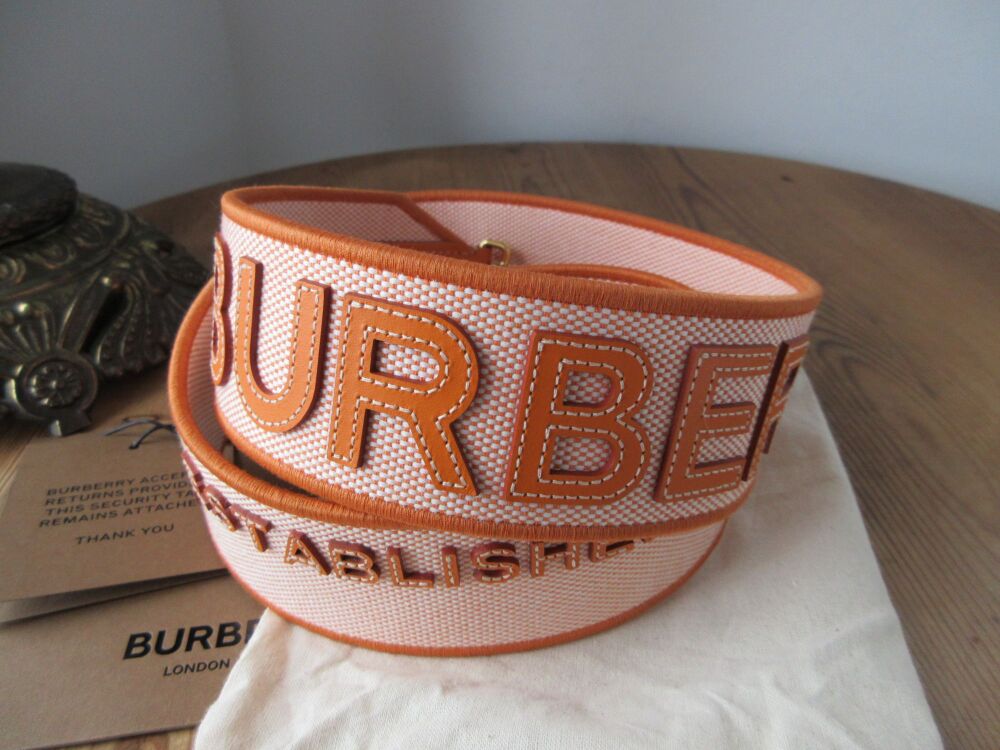 Burberry Horseferry Signature Shoulder Strap in Orange & Apricot Cream Canvas - New*