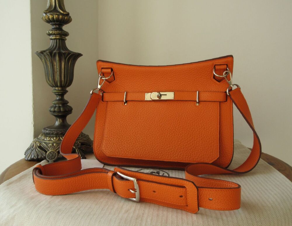 Herm&eacute;s Jypsi&egrave;re 28 in Orange Taurillon Clemence with Palladium Hardware