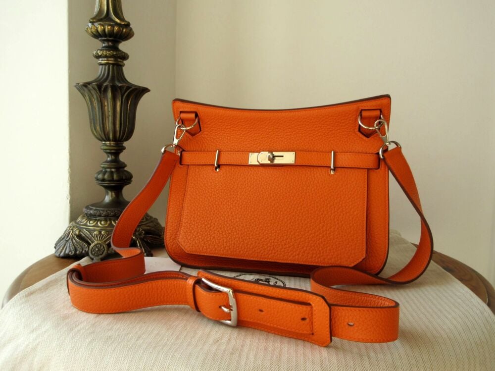 Hermés Jypsière 28 in Orange Taurillon Clemence with Palladium Hardware