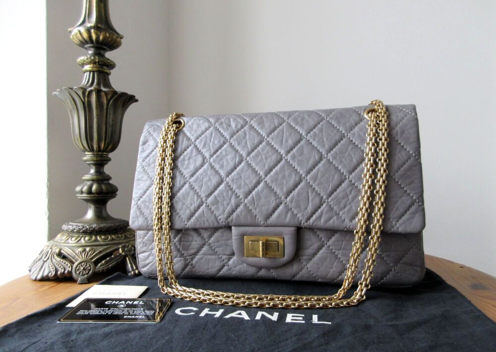 Chanel Reissue 227 Double Flap Bag in Grey Aged Calfskin