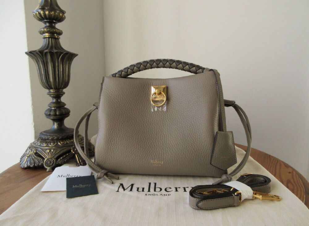 Mulberry Small Iris in Solid Grey Heavy Grain with Dark Clay Silky Calf Bra