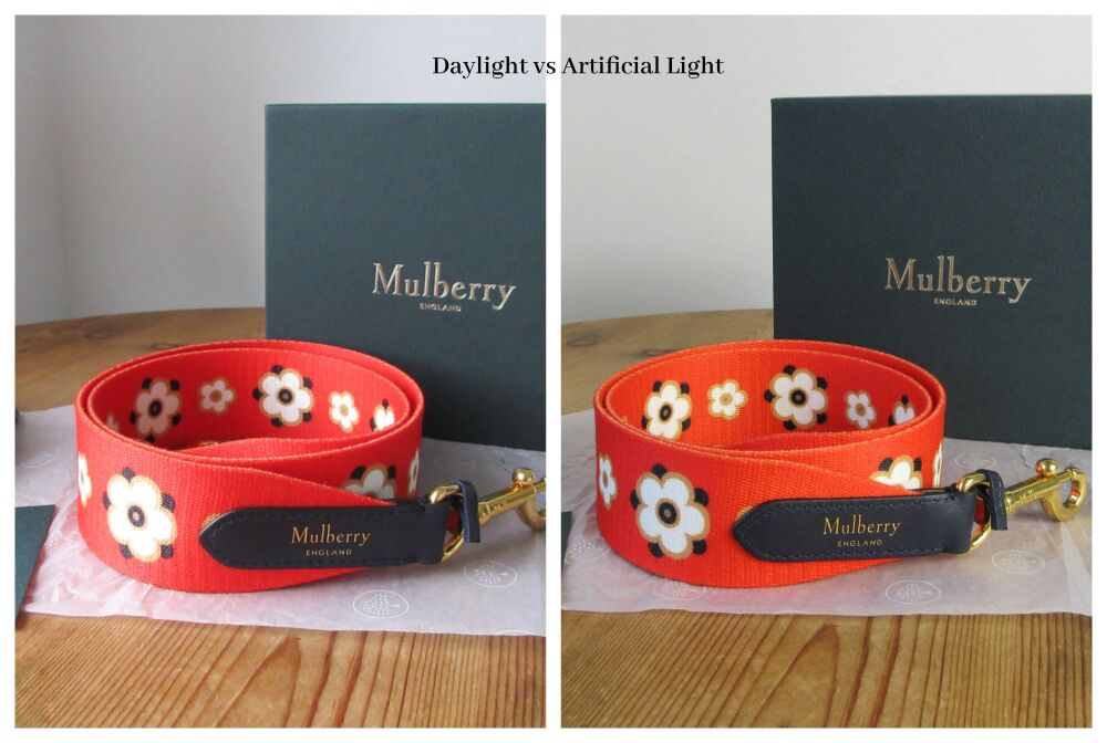 Mulberry Geo Floral Webbed Hibiscus Red Canvas Shoulder Strap - New*