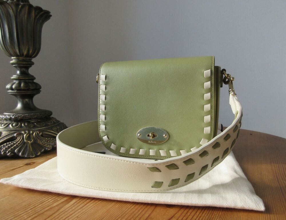 Mulberry Small Darley Whip Stitch Satchel in Summer Khaki &amp; Chalk Silky Cal