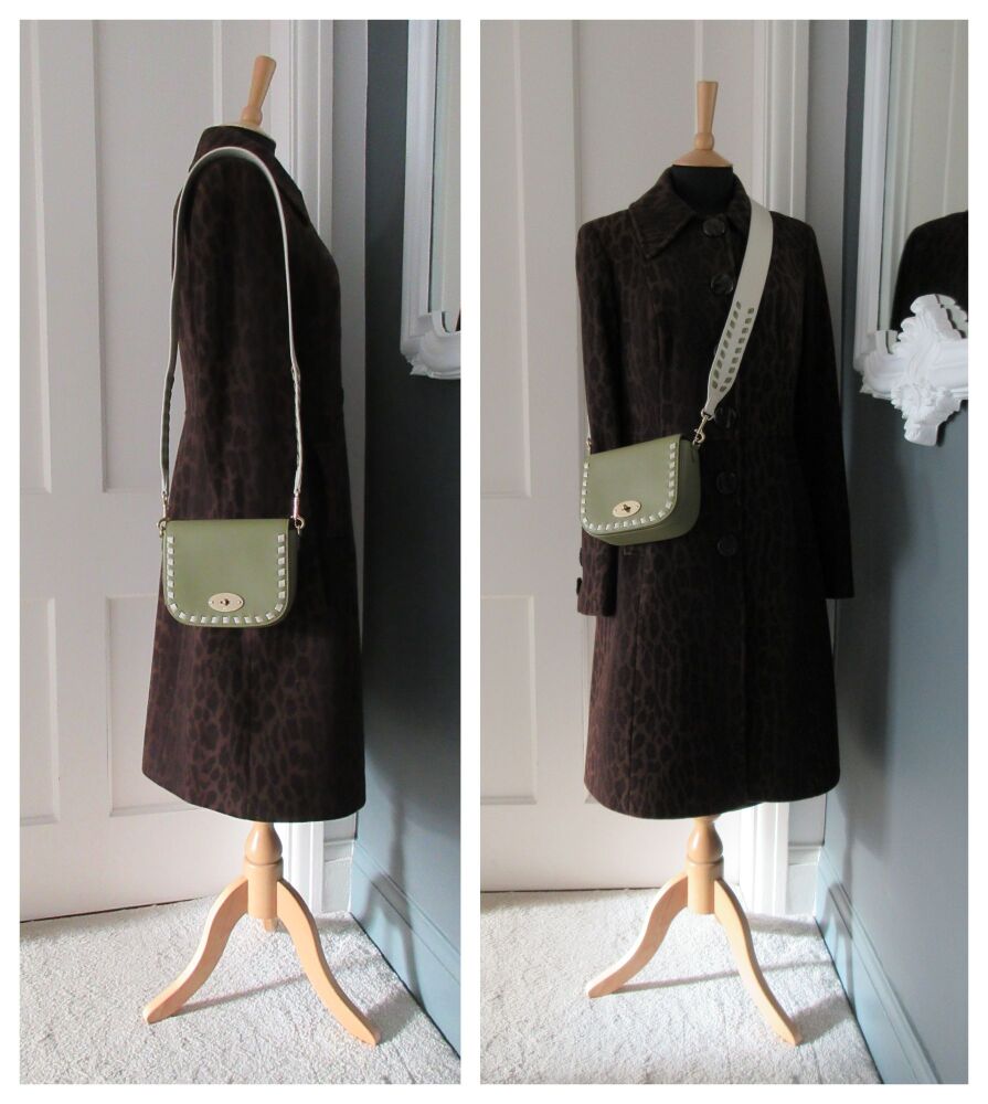 Mulberry Small Darley Whip Stitch Satchel in Summer Khaki & Chalk Silky Calf