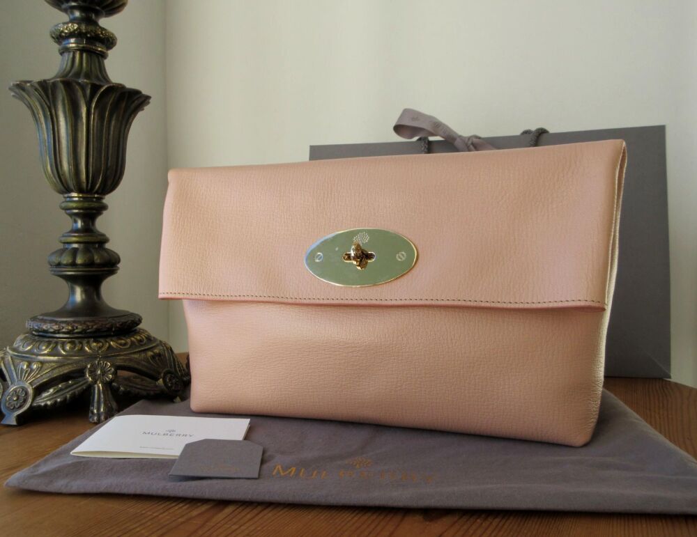 Mulberry Clemmie Oversized Clutch in Ballet Pink Shiny Goat As New