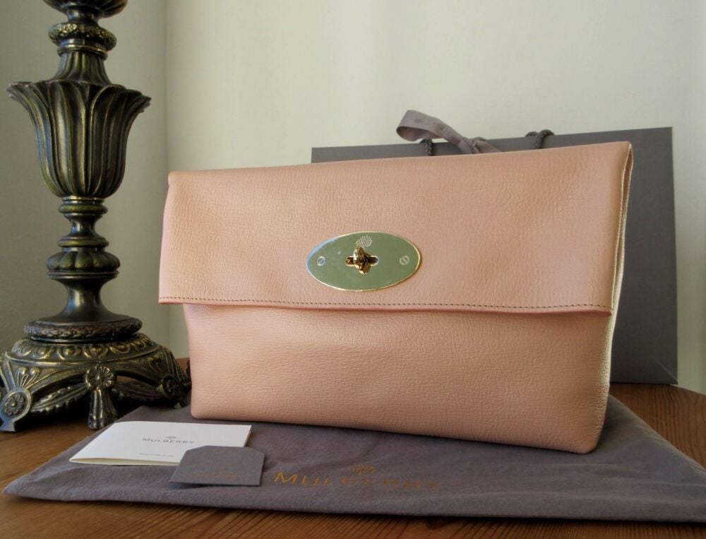 Mulberry Clemmie Oversized Clutch in Ballet Pink Shiny Goat - As New