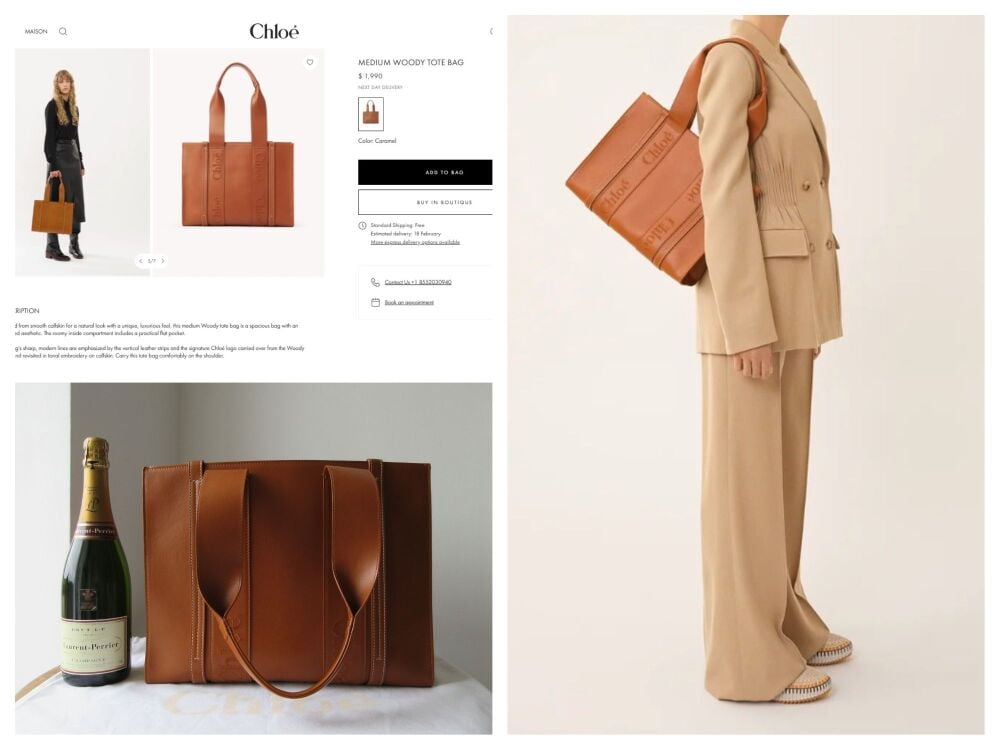 Chloé Woody Medium Tote in Caramel Calf Leather