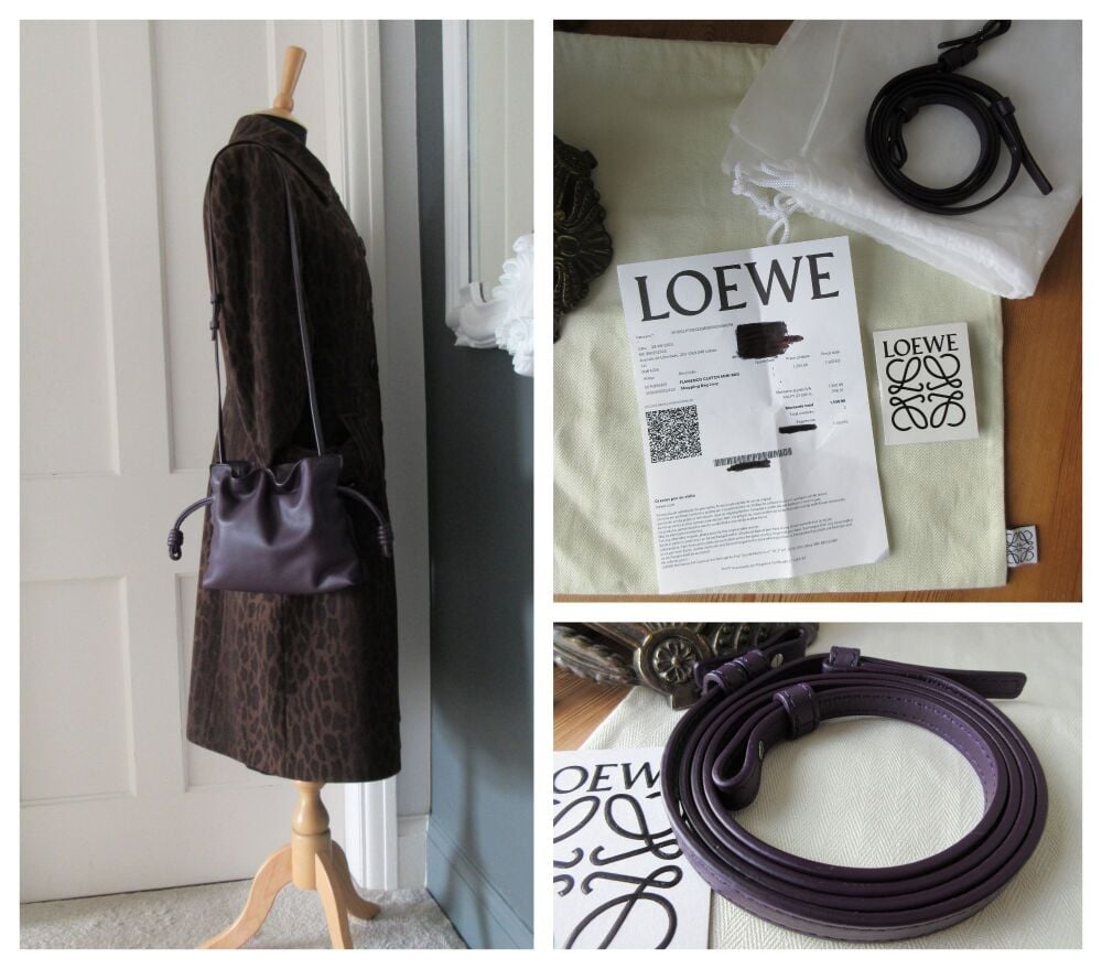 LOEWE Mini Flamenco in Deep Aubergine Calf Nappa