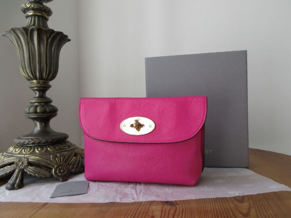 Mulberry Postmans Locked Cosmetic Pouch in Mulberry Pink Glossy Goat Leathe