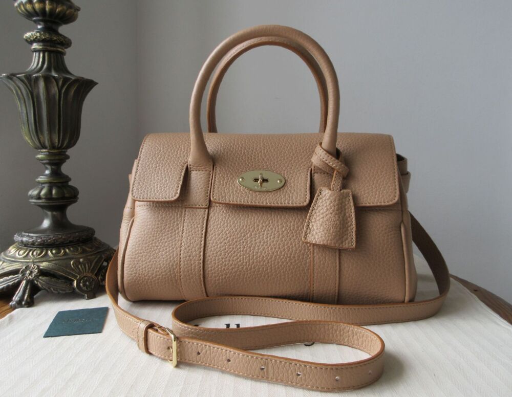 Mulberry Small Bayswater Crossbody Satchel in Light Salmon Heavy Grain