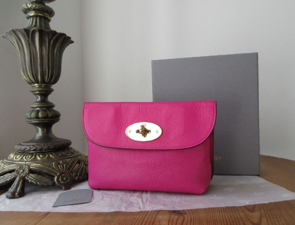 Mulberry Postmans Locked Cosmetic Pouch in Mulberry Pink Glossy Goat Leather