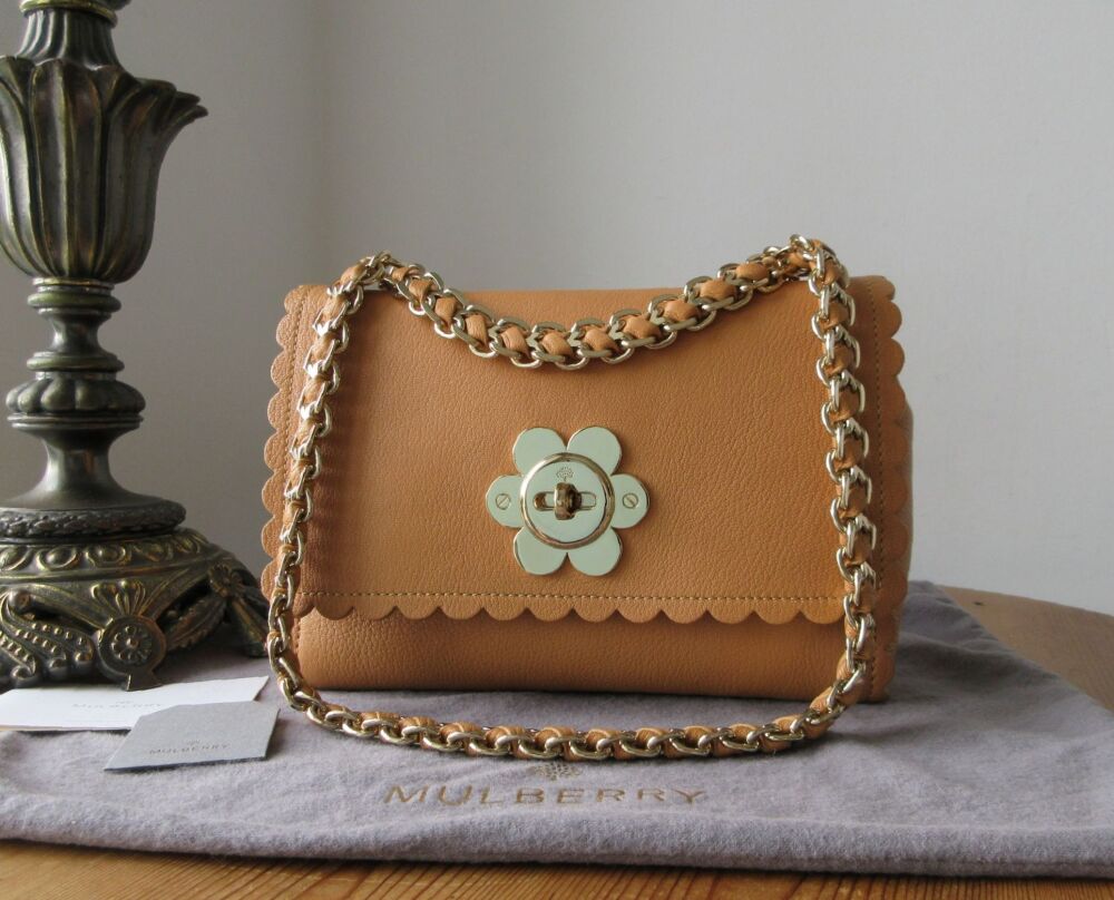 Mulberry Cecily Flower Shoulder Bag in Biscuit Brown Glossy Goat