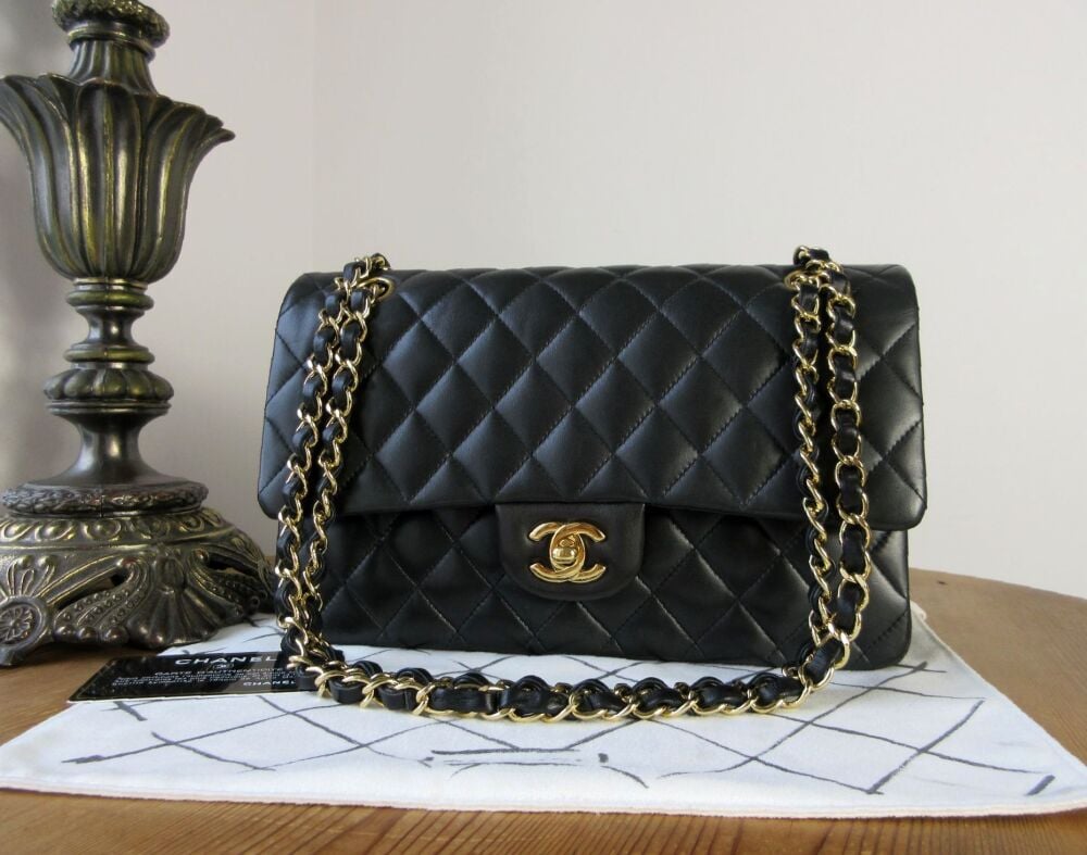 Chanel Classic Medium Flap in Black Lambskin with Gold Hardware 2012