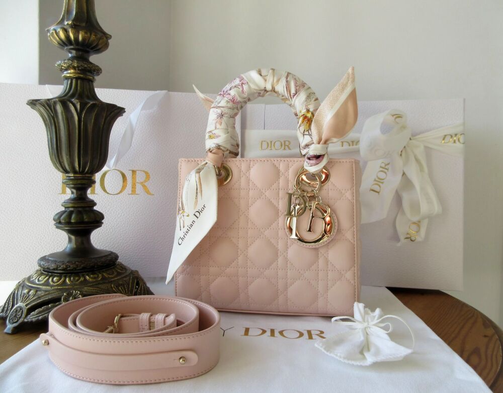 DIOR Small Lady Dior My ABCDior in Poudre Pink Cannage Lambskin with Dior H