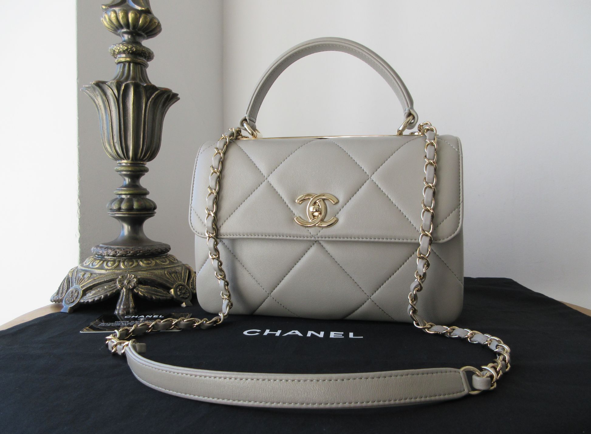 Chanel CC Small Trendy Flap Bag in Grey Lambskin