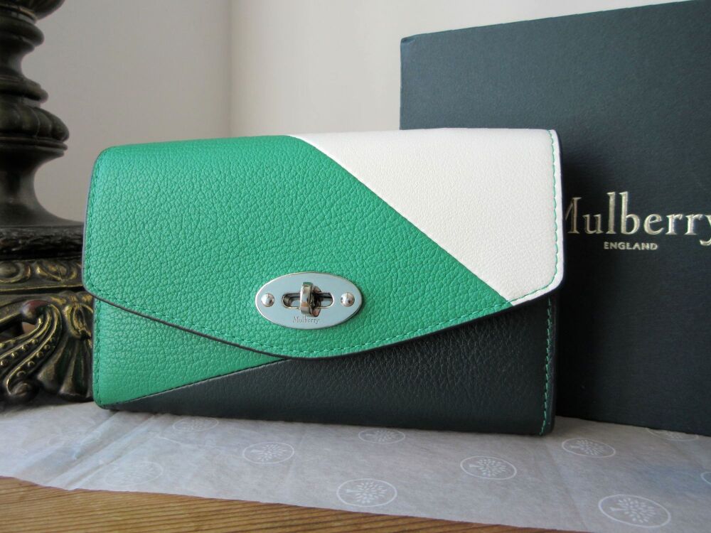Mulberry Colour Block Darley Medium Wallet in Lawn Green