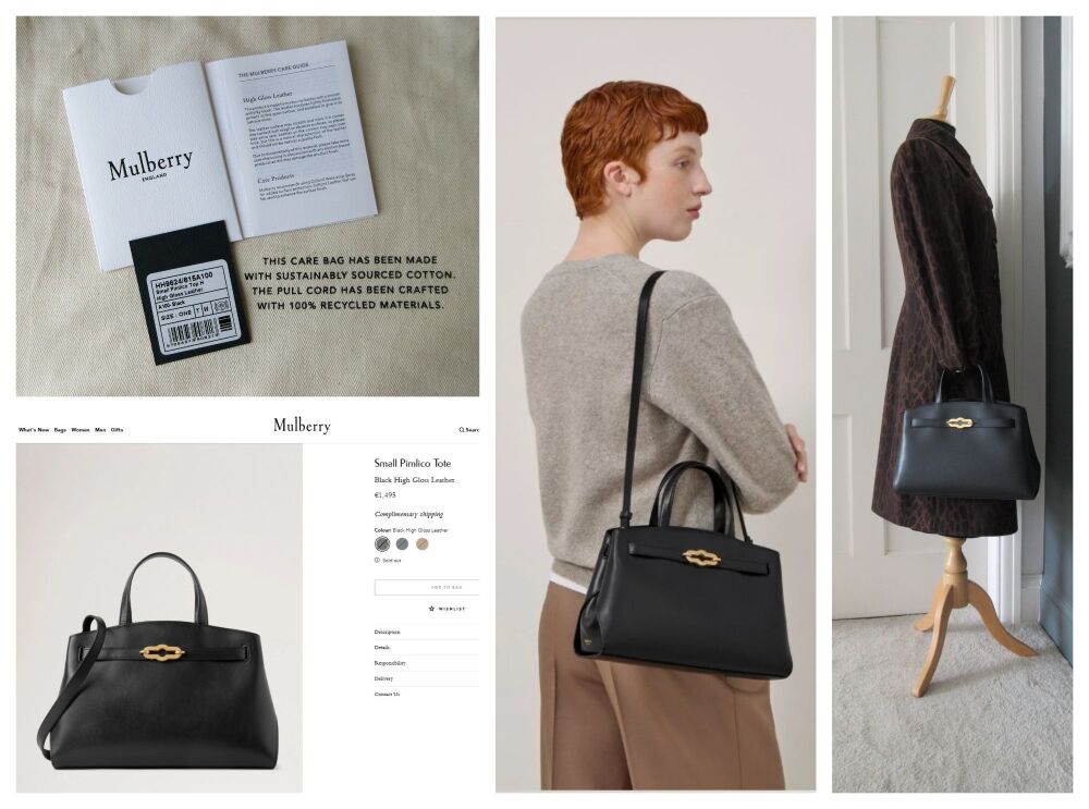 Mulberry Pimlico Small Tote in Black High Gloss Leather - New*