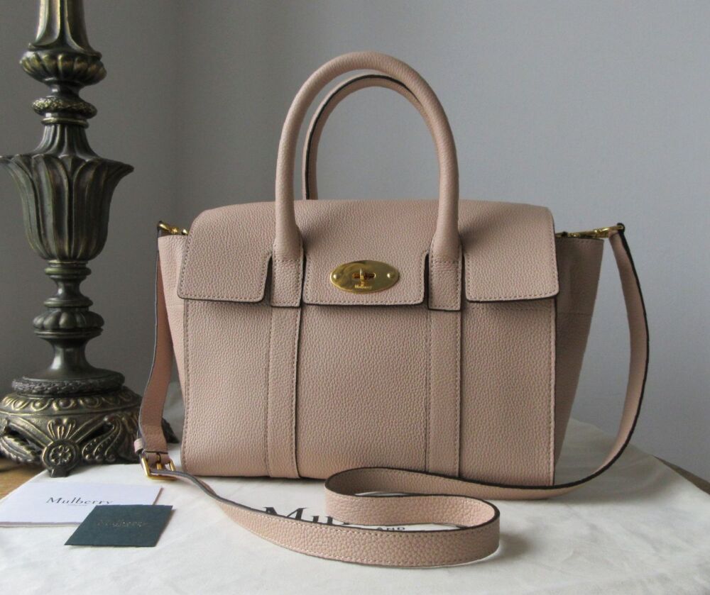 Mulberry Small Coca Bayswater in Rosewater Small Classic Grain with Liner