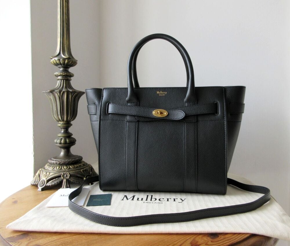Mulberry Small Zipped Bayswater in Black Small Classic Grain Leather with Liner