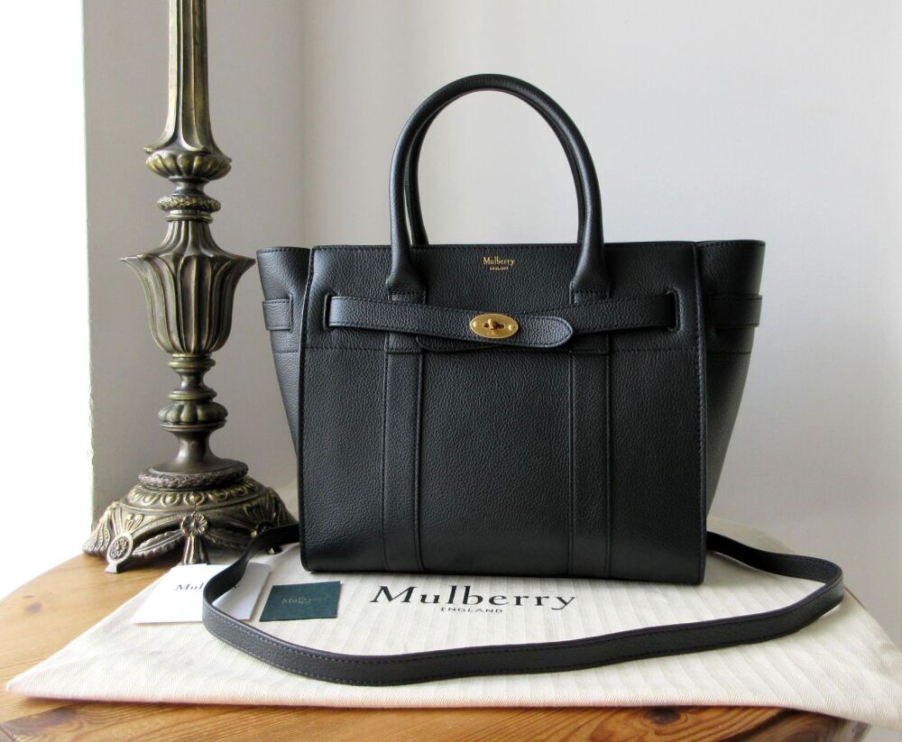 Mulberry Small Zipped Bayswater in Black Small Classic Grain with Liner